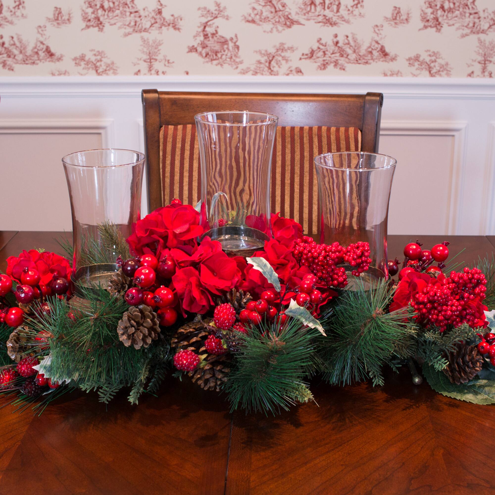 13" Hydrangea Holiday Candelabrum Artificial Arrangement